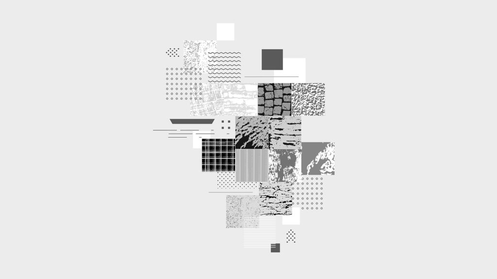 Service bundling represented by a group of textures and patterns being bundled together.