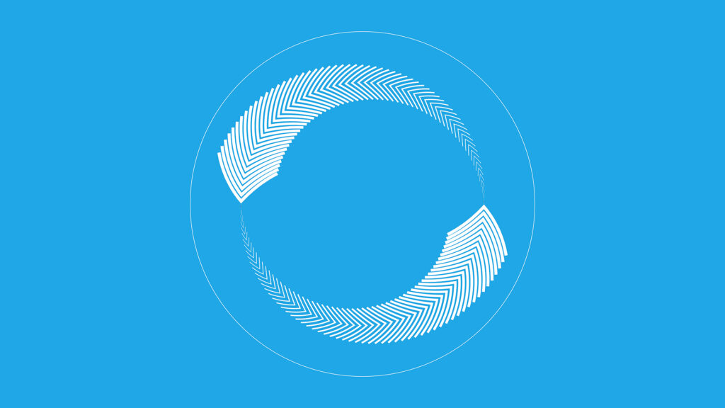 Abstract circle with halftone dots as arrows to represent subscription pricing.
