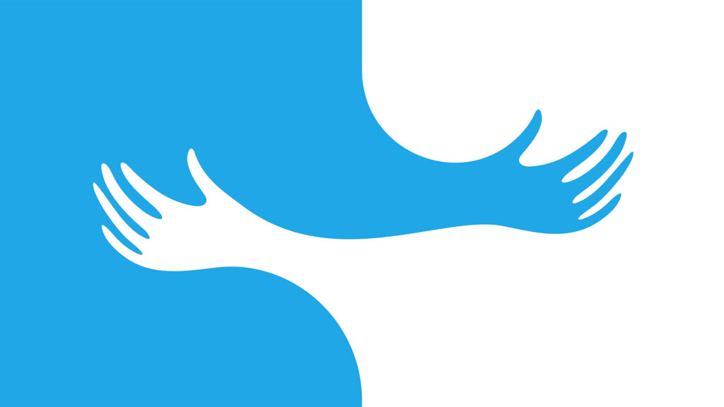 Two illustrated hands representing split billing and the sharing of costs between two entities.