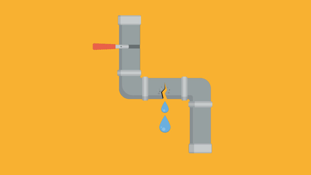 Revenue leakage represented by an illustration of a leaking pipe.