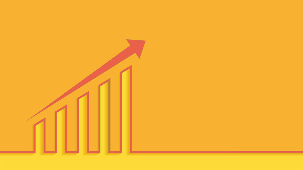 A graph and arrow representing success in product-led growth.